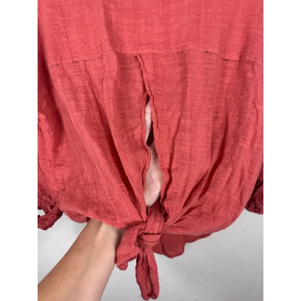 Free People Burnt Red Gauze Top Womens Size Small